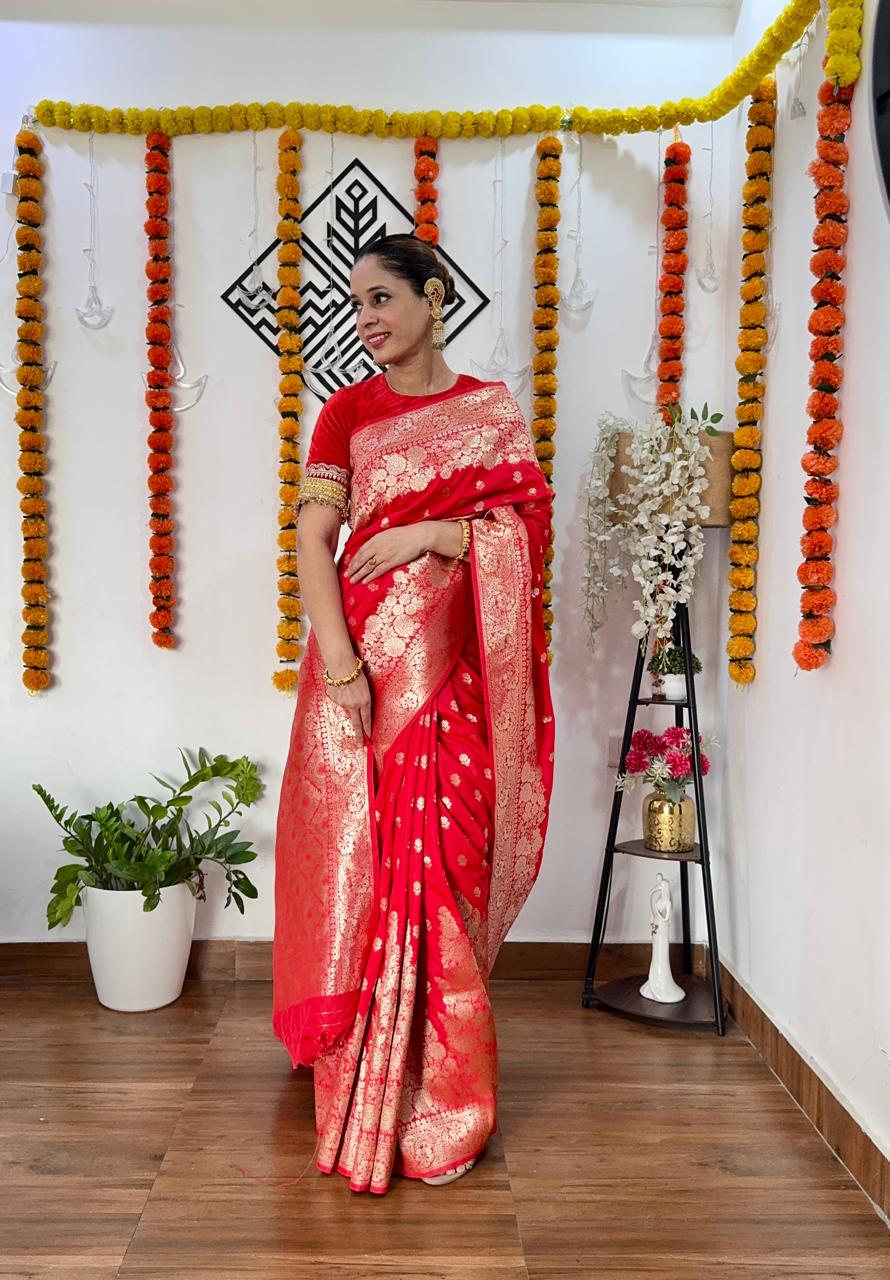 Red Banarasi Silk Saree