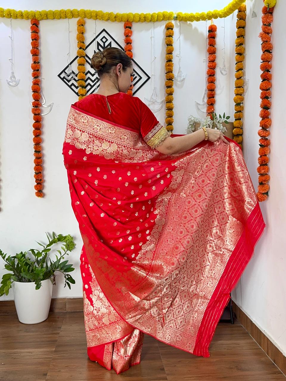 Red Banarasi Silk Saree