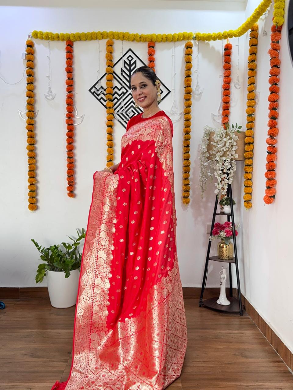 Red Banarasi Silk Saree
