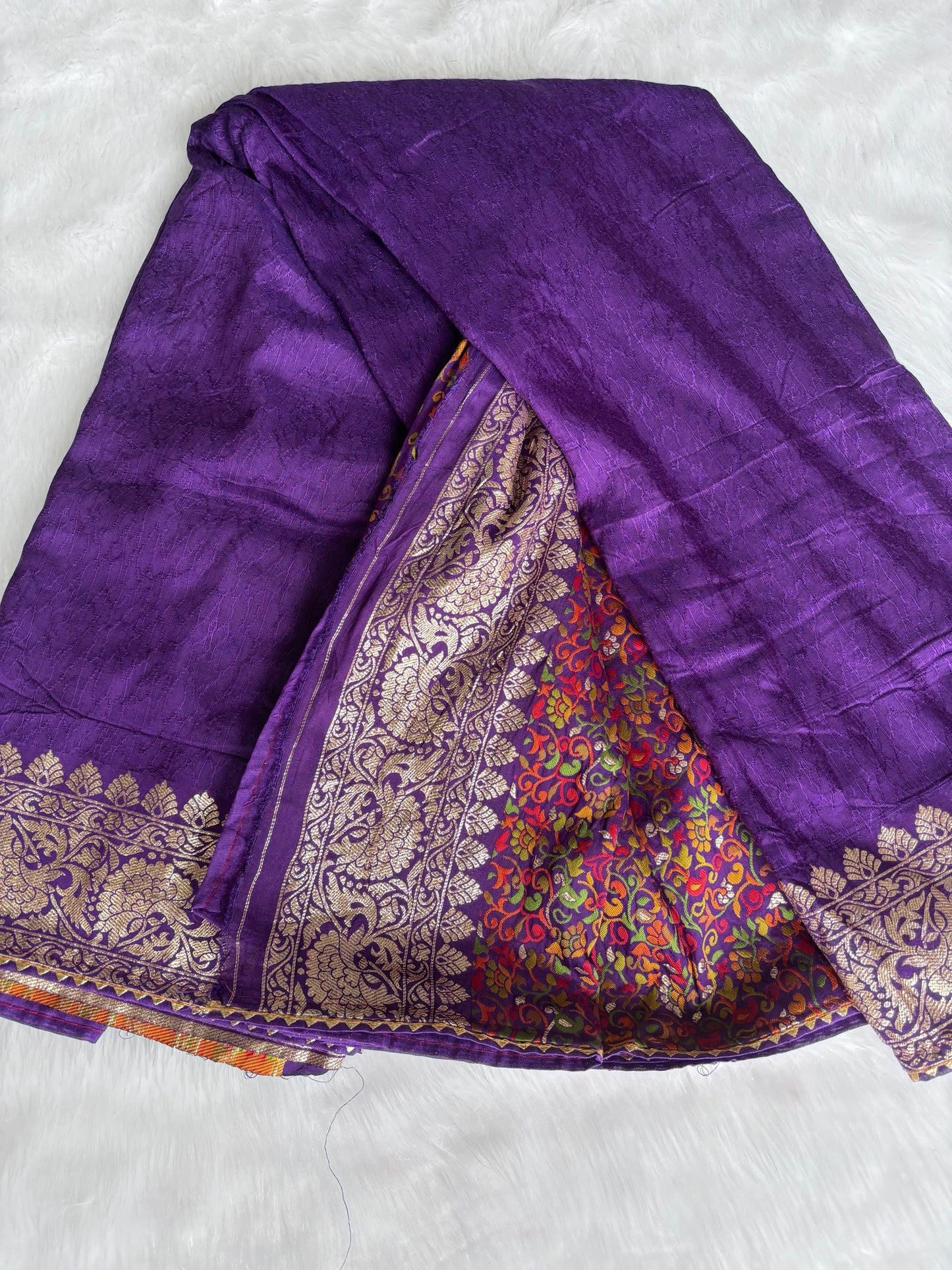 Regal Purple Soft Silk Saree with kashmiri work