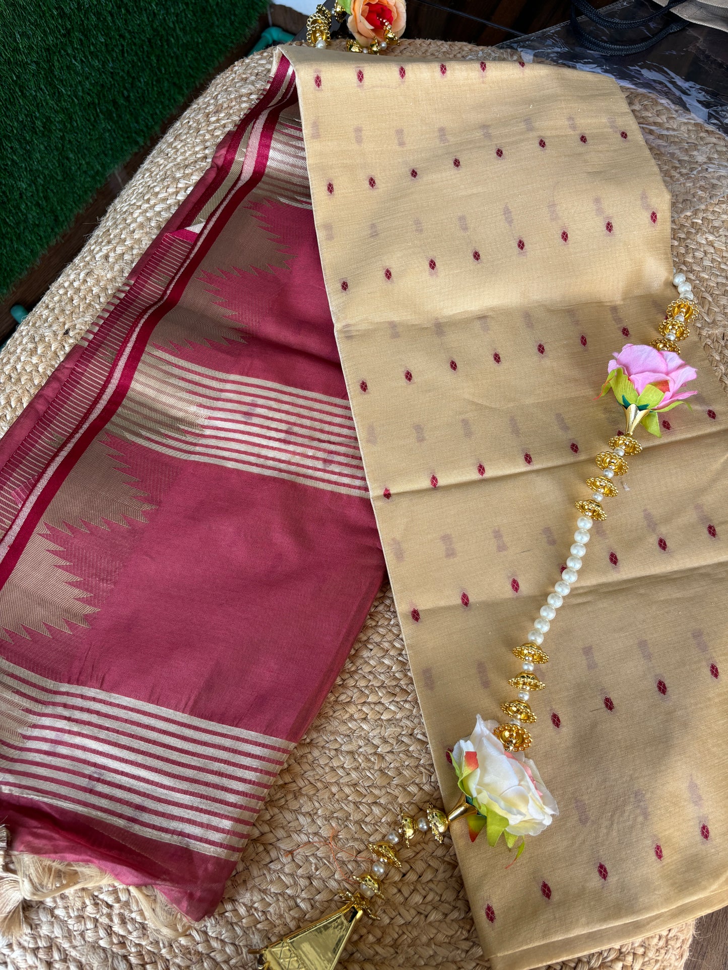 Cream Diya Saree