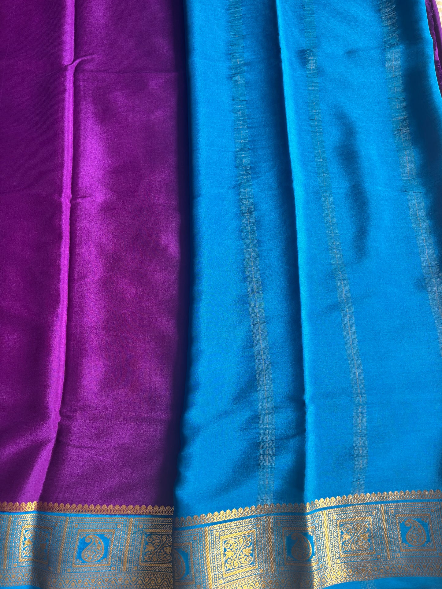 Pure Mysore Silk LIC BlueBorder saree