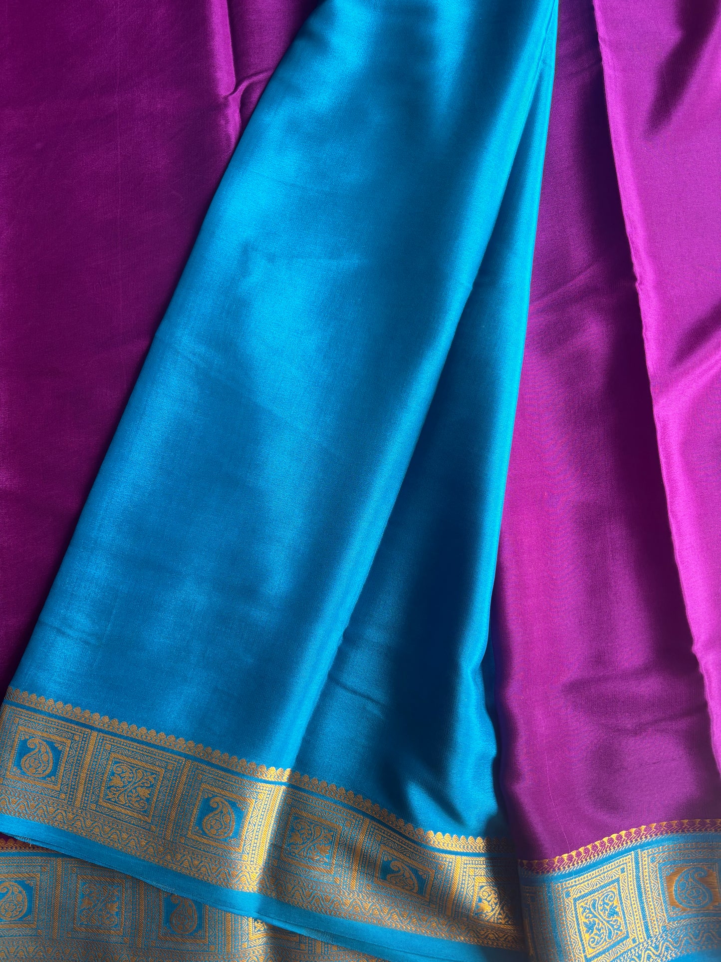 Pure Mysore Silk LIC BlueBorder saree
