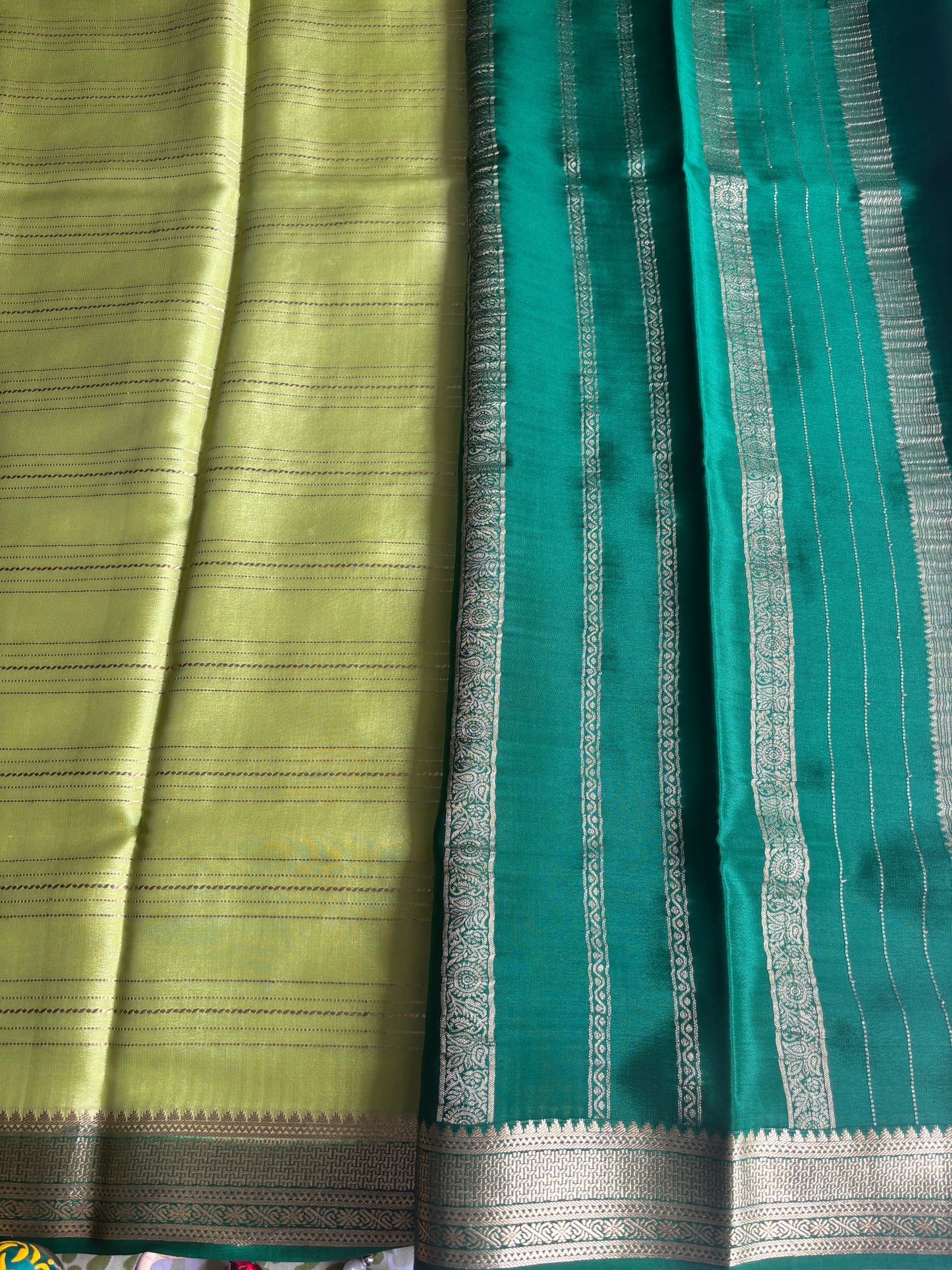 Pure Mysore Silk four line green