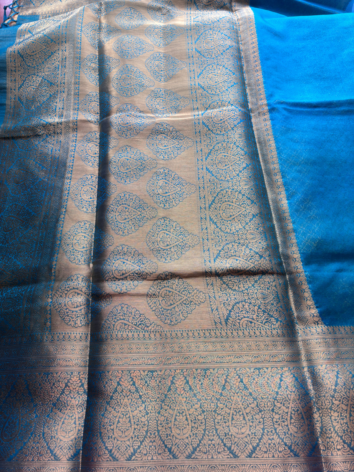Saffair Rama Green Plain Silk Organza Saree