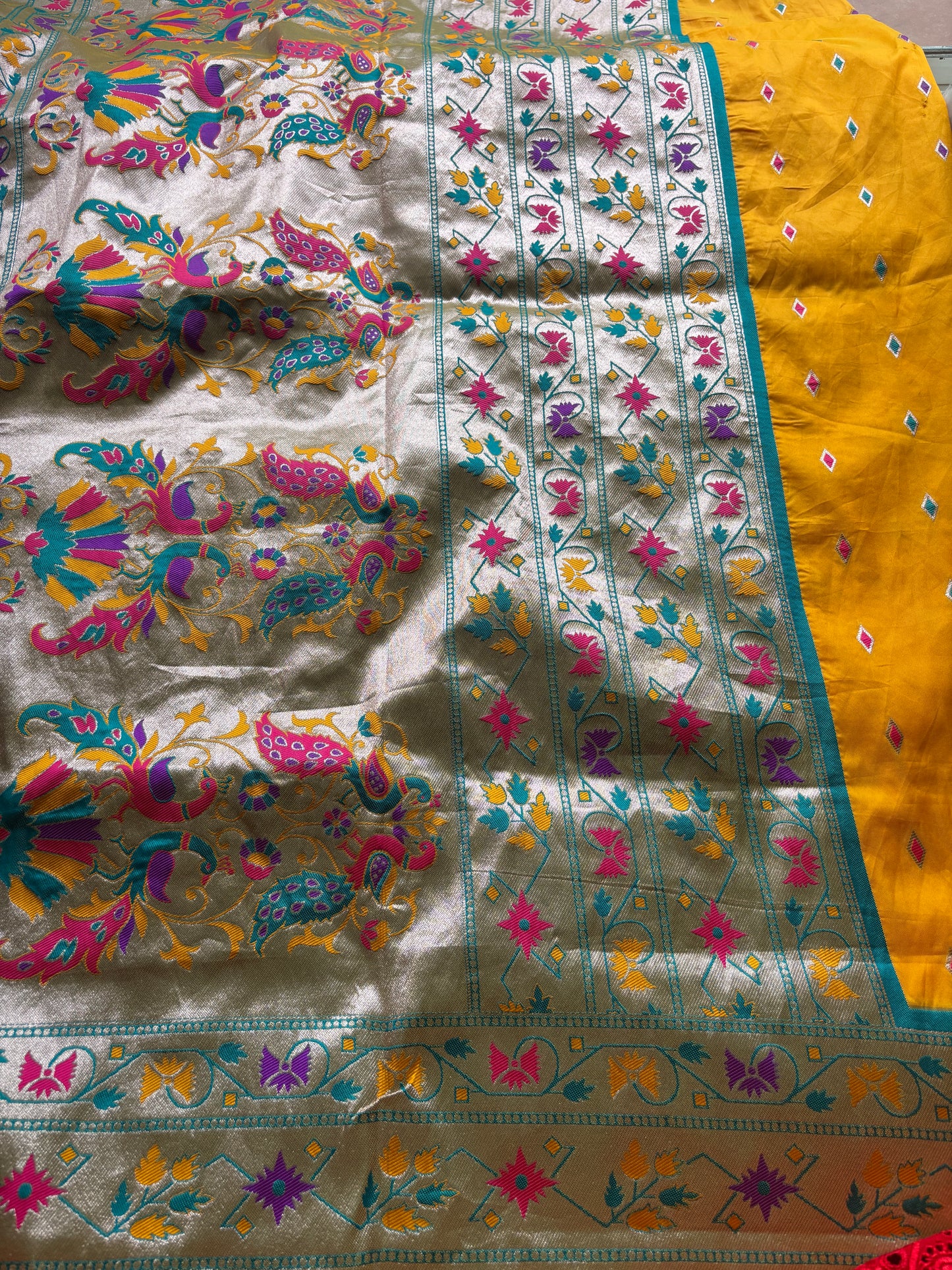 Yellow Paithani Design Silk Saree