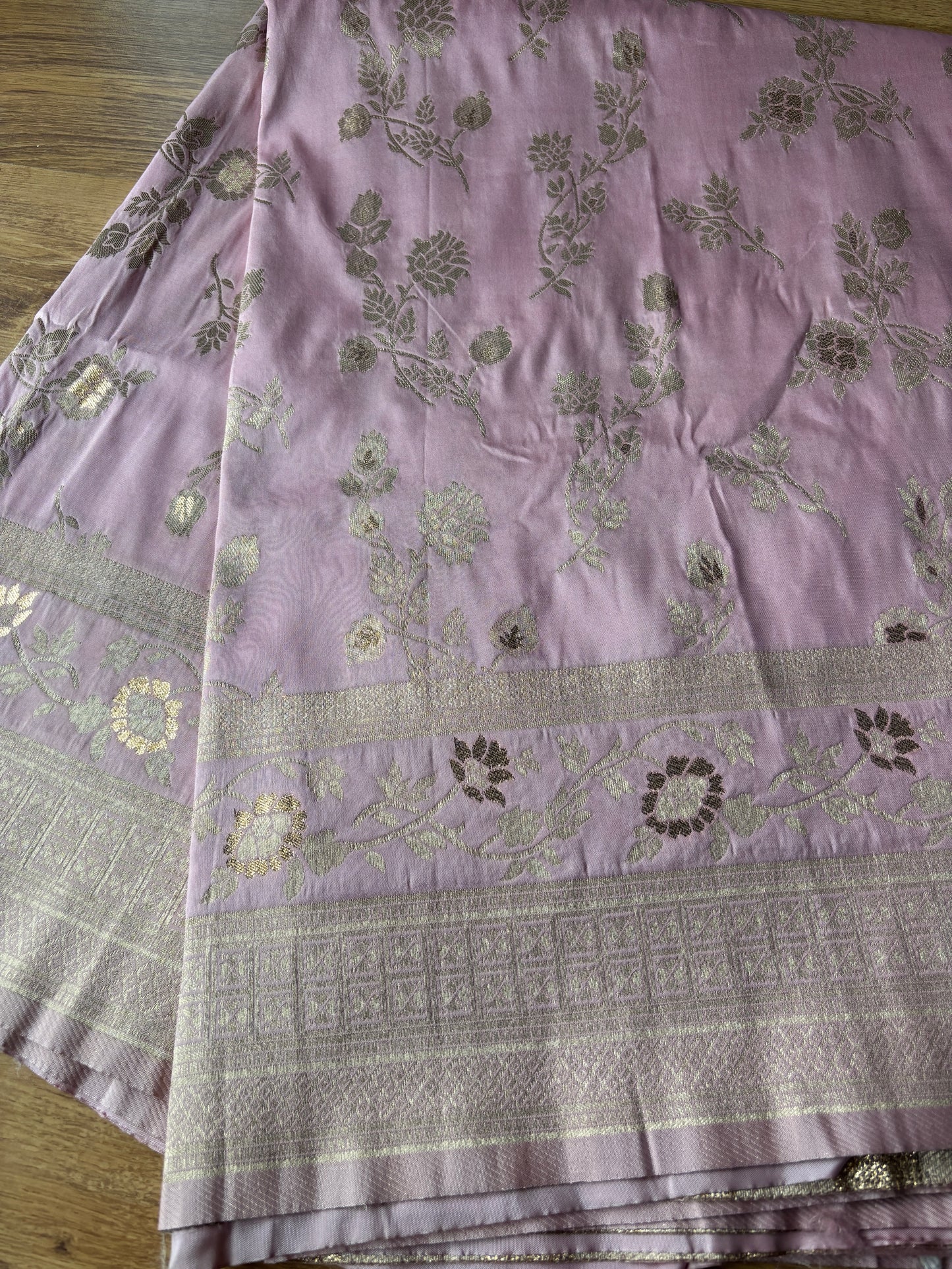 Baby Pink Banarasi Silk Saree