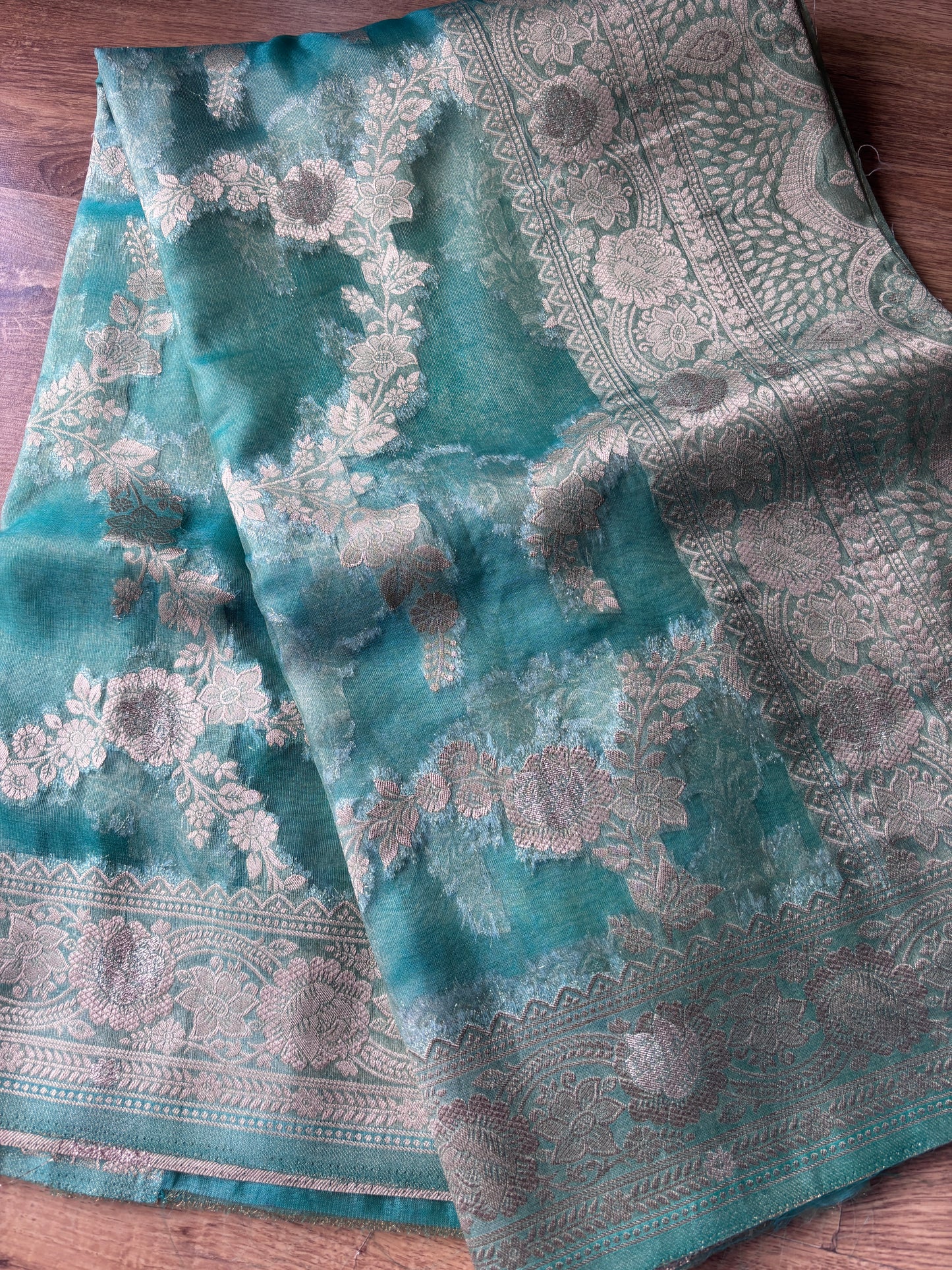 Green Organza Silk Saree
