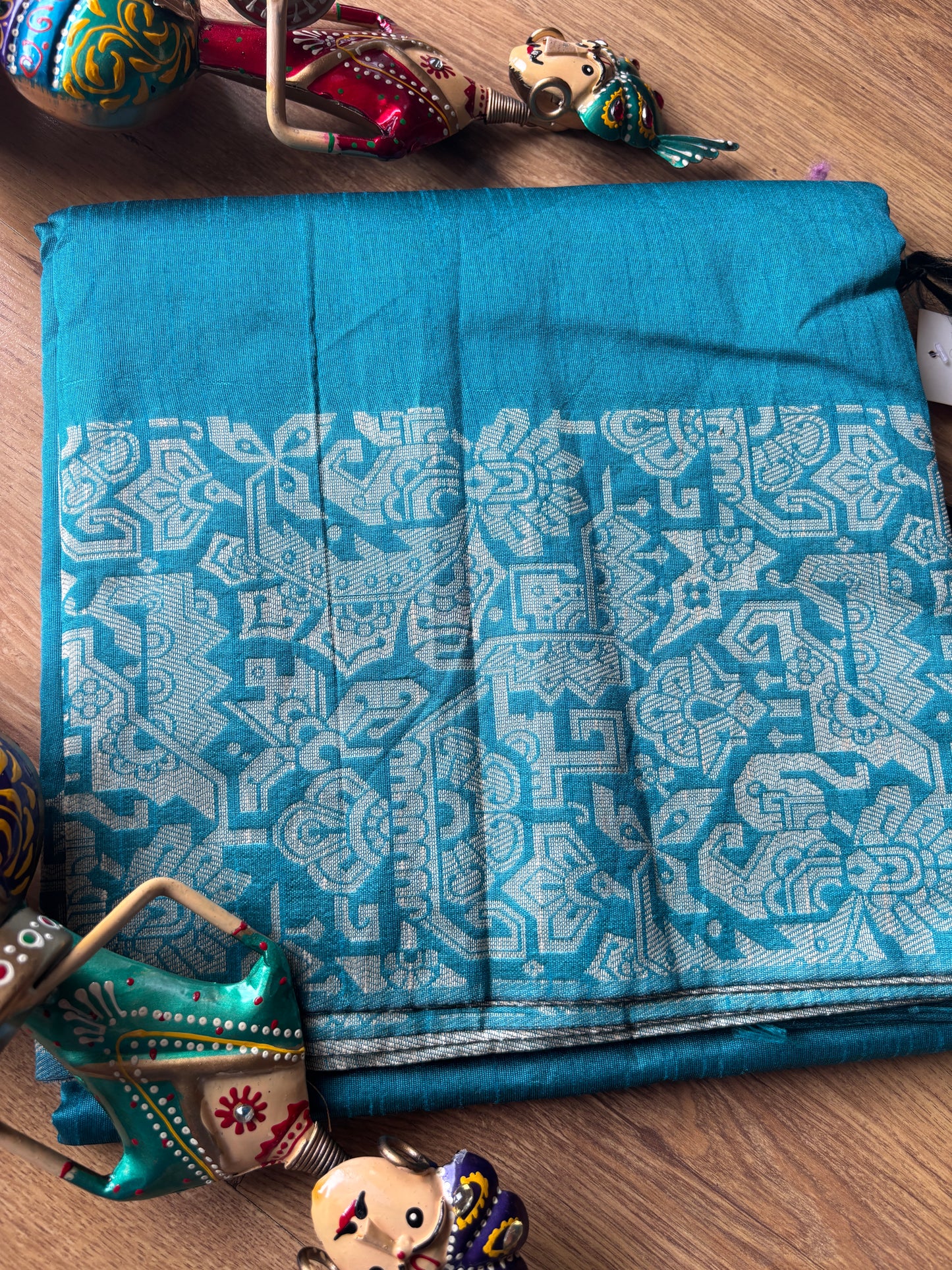 Rama Green Tussar Silk Saree