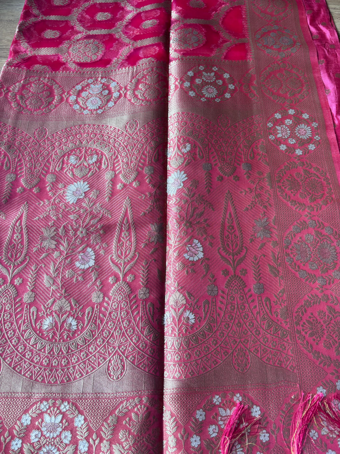 Strawberry Organza Silk Saree