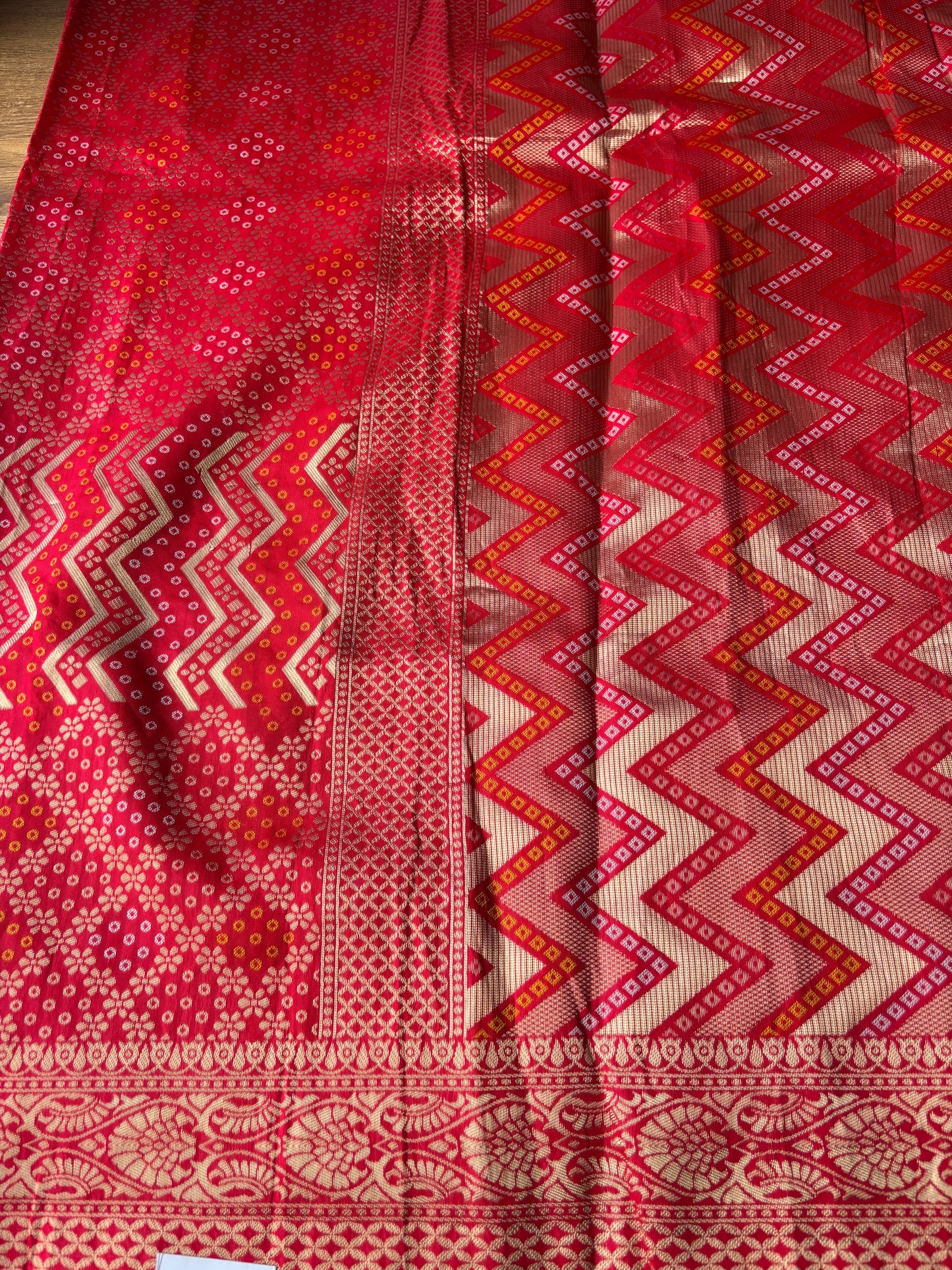 Red Bhandini Silk Saree