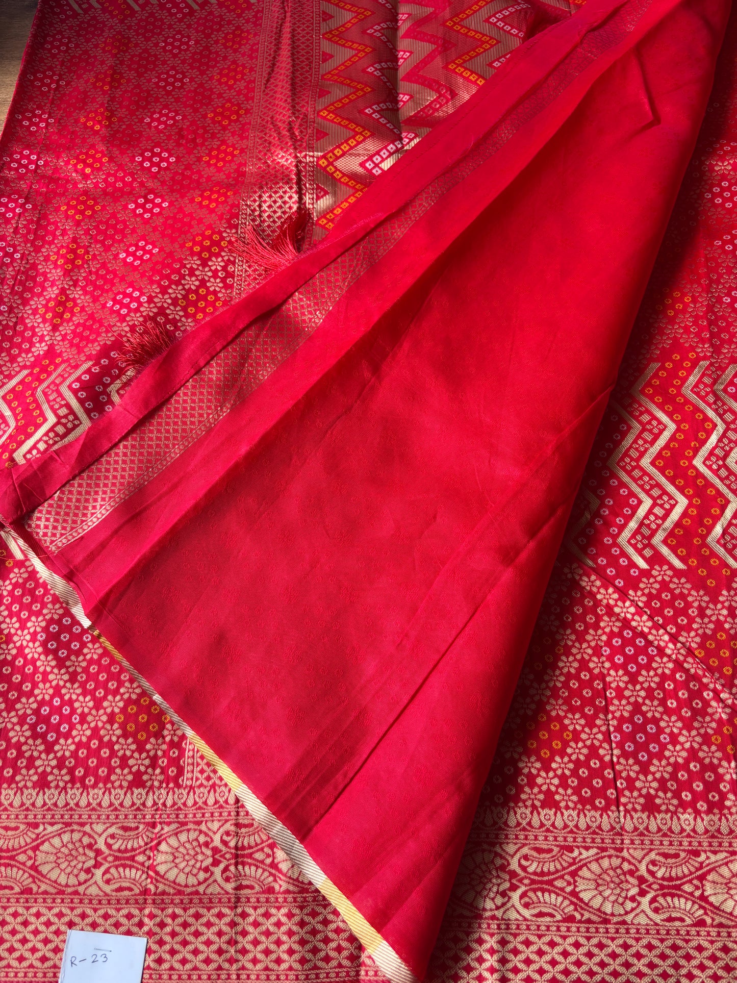 Red Bhandini Silk Saree
