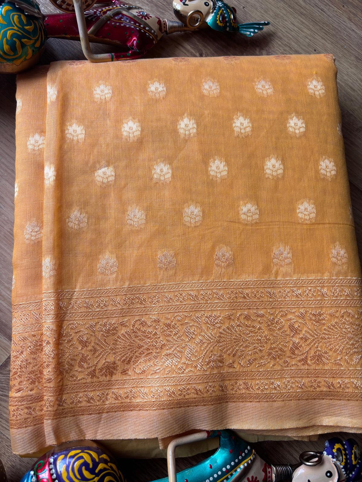 Yellow Cotton Silk Saree