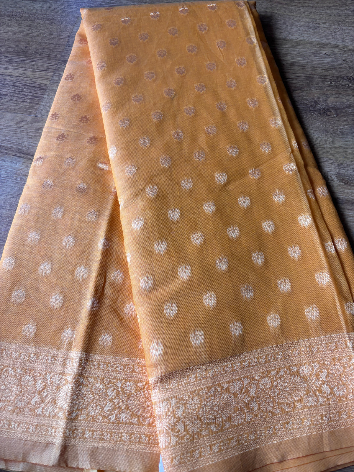 Yellow Cotton Silk Saree