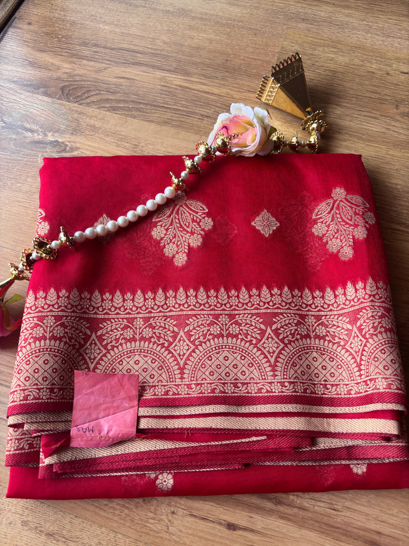 Red Sammer Soft Silk Saree