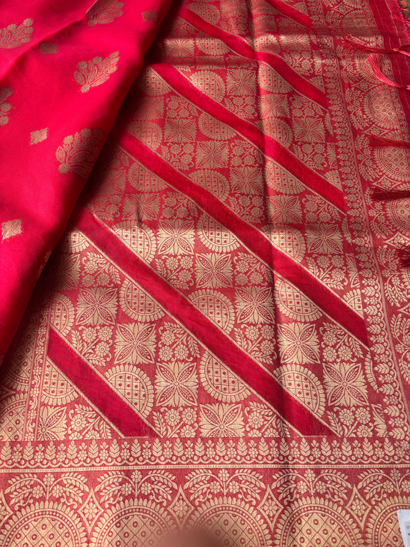 Red Sammer Soft Silk Saree