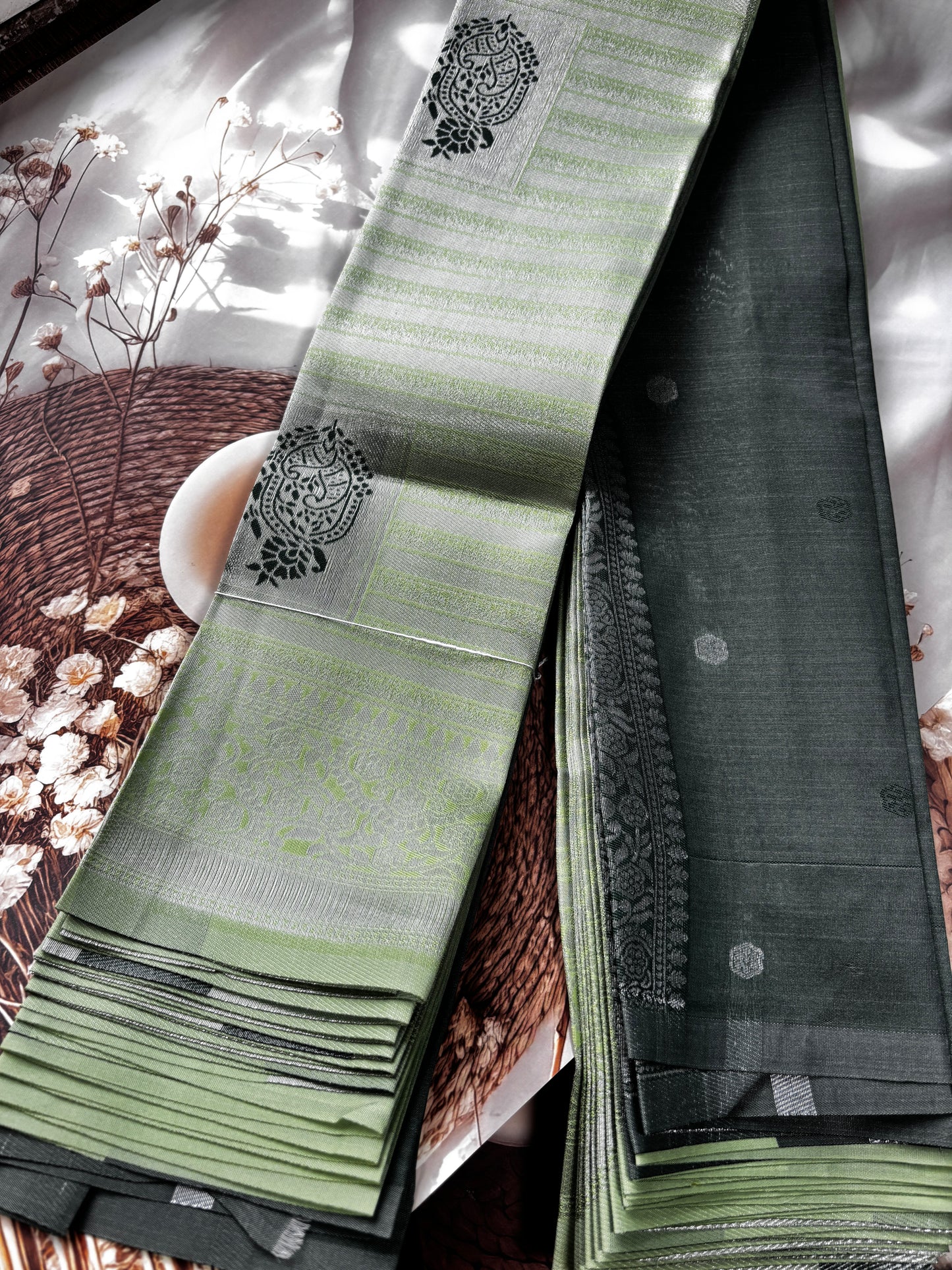 Swarnika - Mint Green Kanchivaram Soft Silk Saree