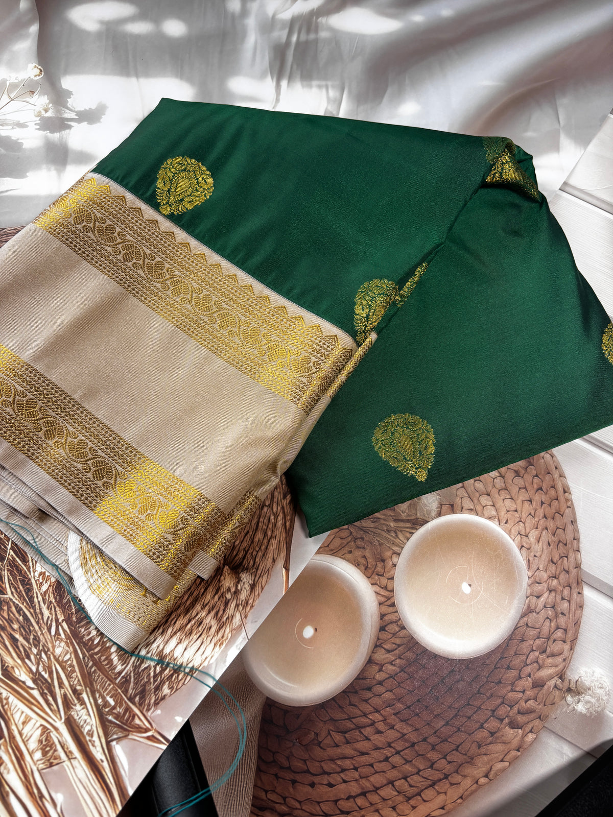 Emerald Grace Green Soft Silk Saree