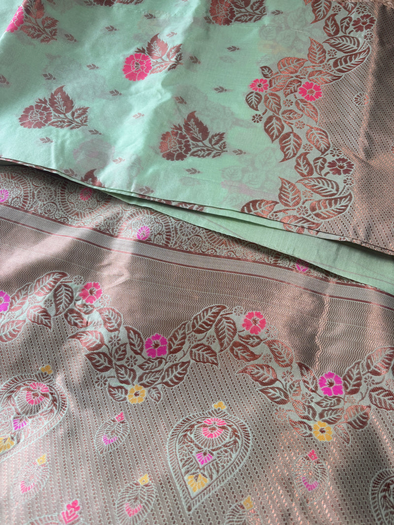 Kavya Green Pista Soft Silk Saree