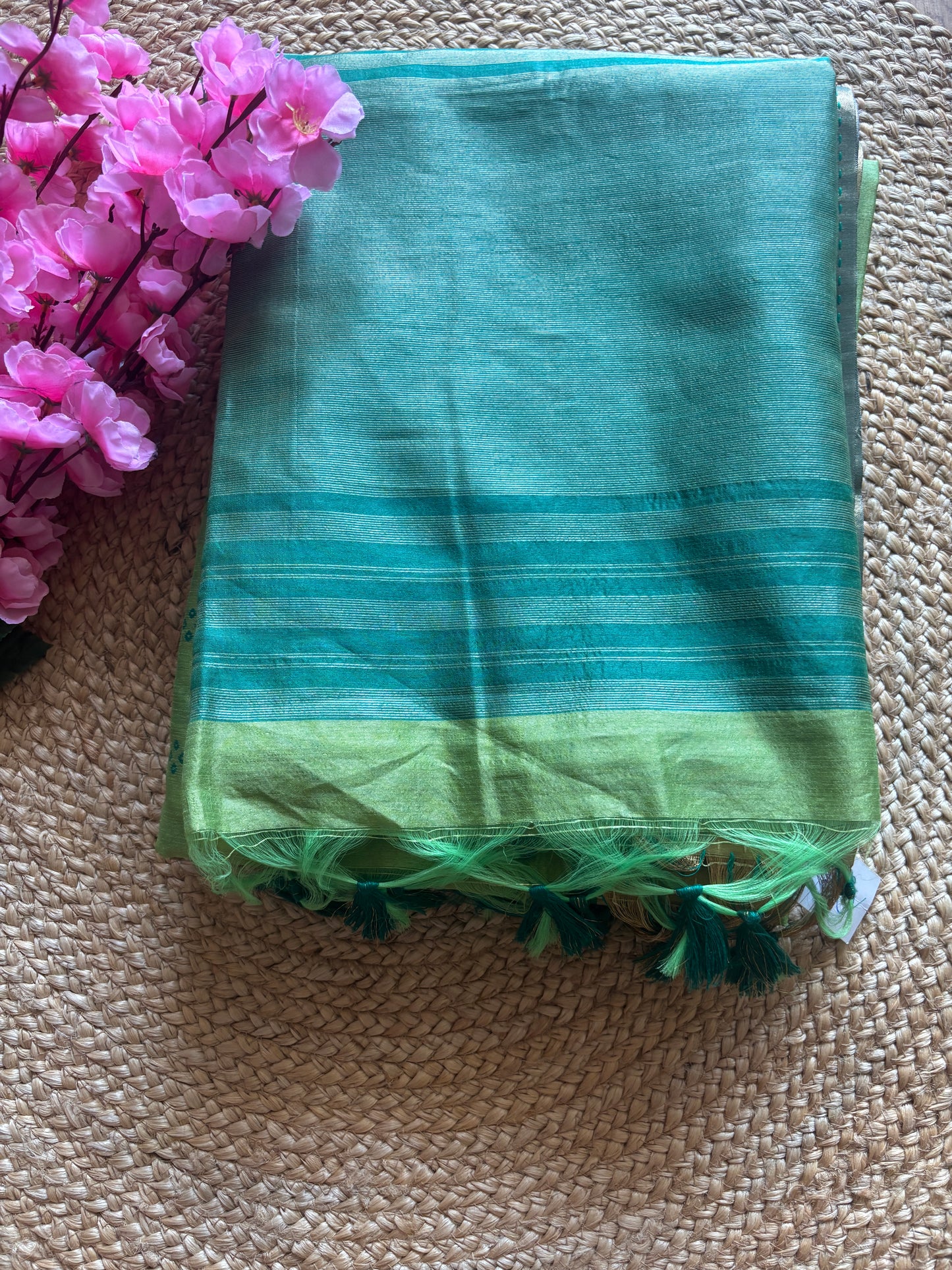 Kavya Leaf Green Cotton Silk Saree