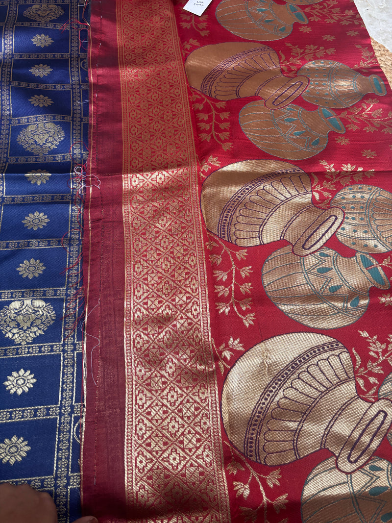 Anvika Royal Blue & Ruby Red Soft Silk Saree | Radhe Ethnics