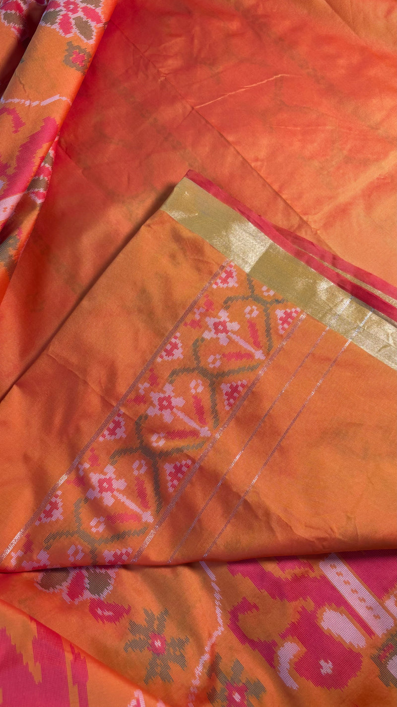 Maya Yellow Ikkat Print Sift Blended Silk Saree| Radhe Ethnics