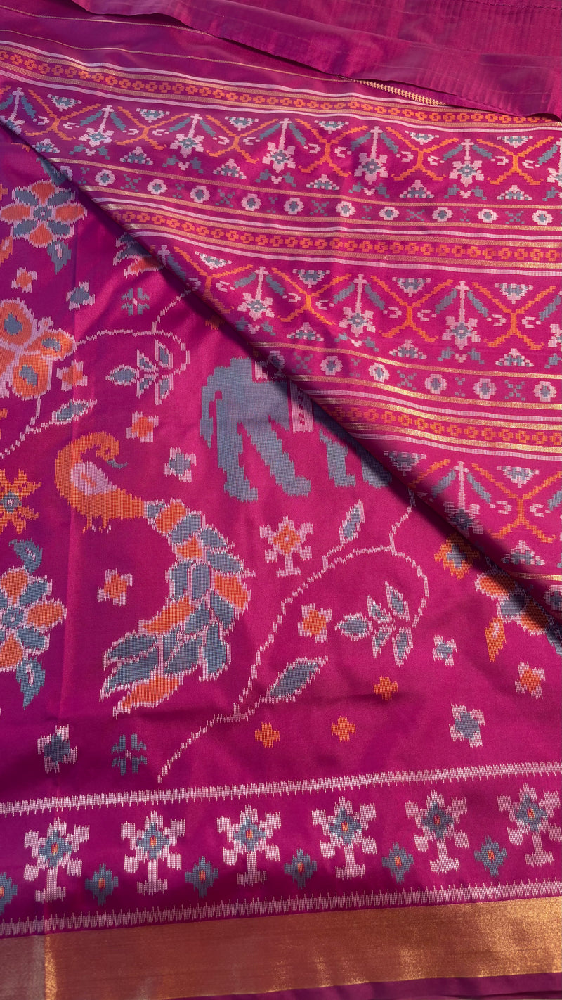Maya Purple Ikkat Print Soft Blended Silk Saree | Radhe Ethnics