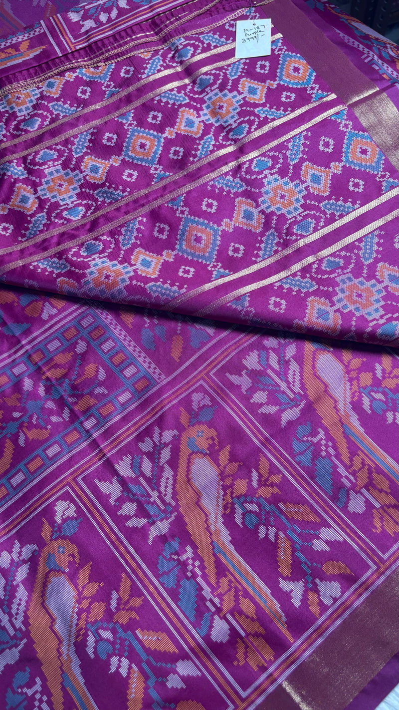 Kiara Purple Ikkat Print Soft Blended Silk Saree | Radhe Ethnics