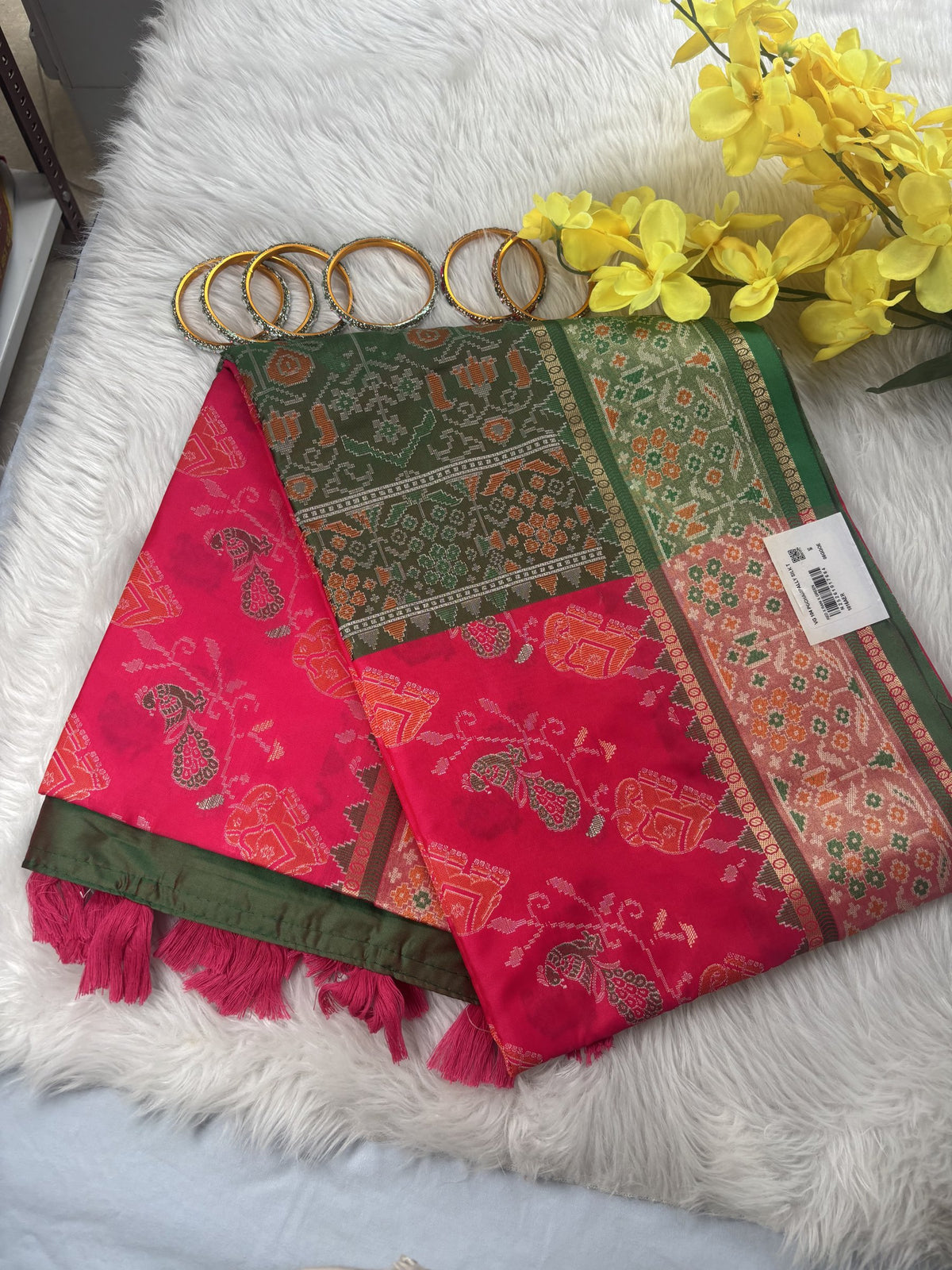 Meherika Rani Pink Pochampally Silk Saree | Radhe Ethnics