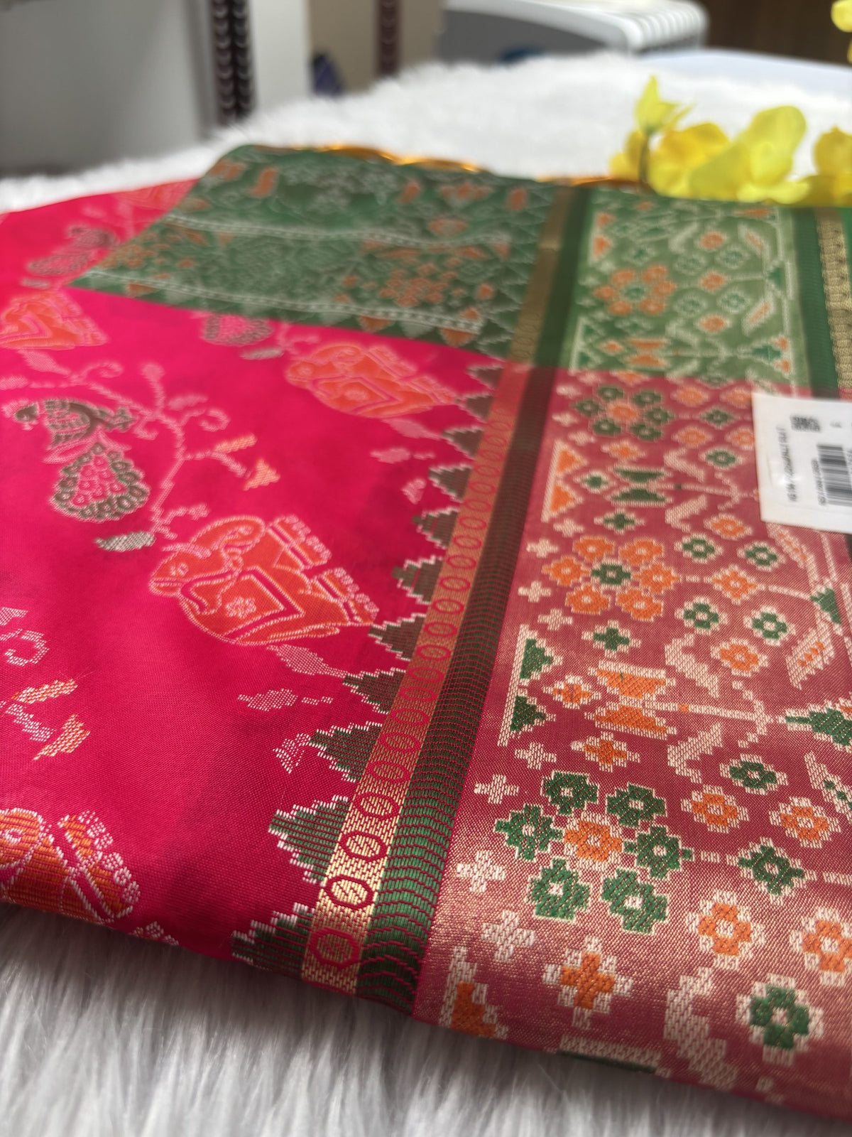 Meherika Rani Pink Pochampally Silk Saree | Radhe Ethnics