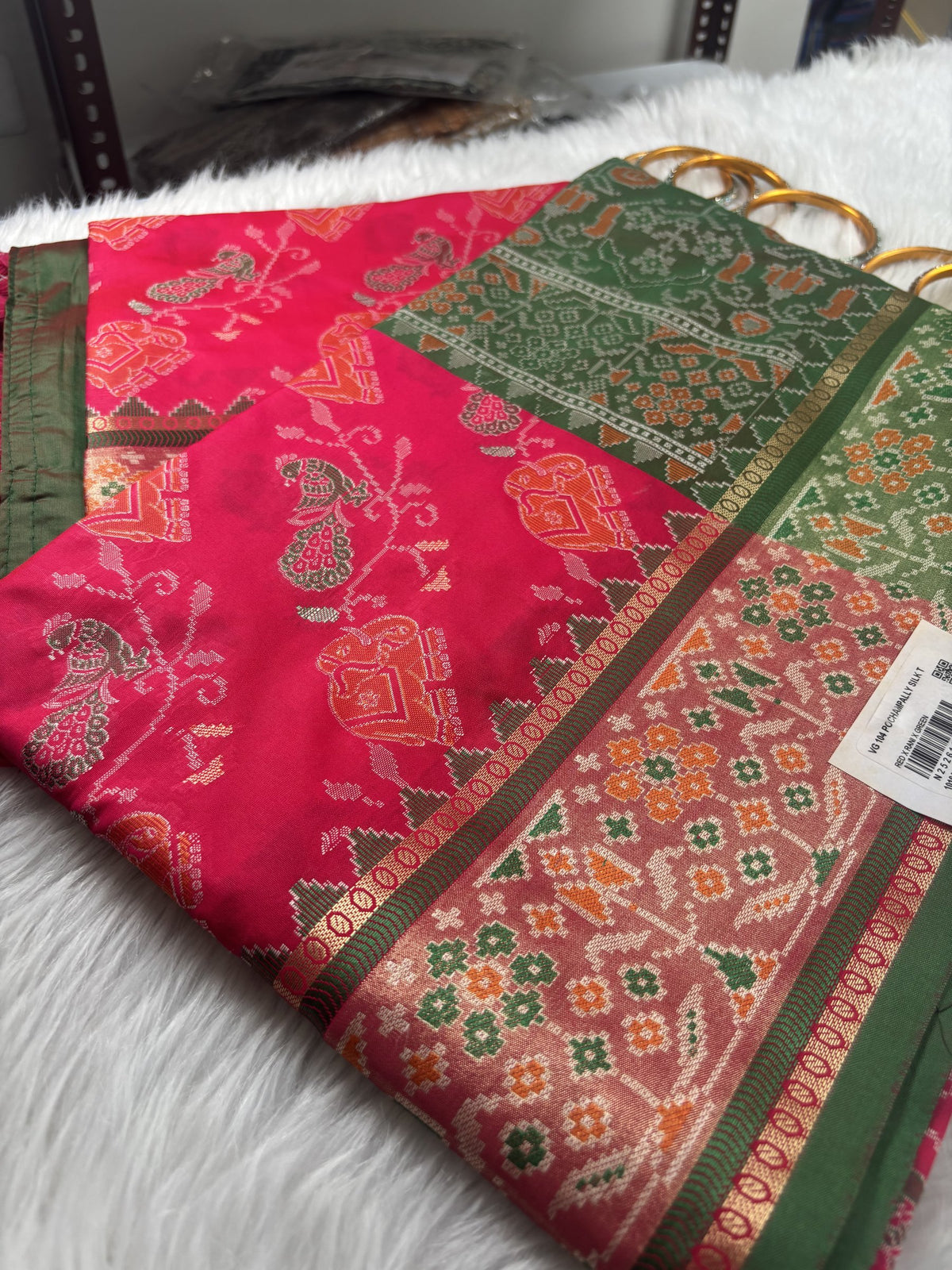 Meherika Rani Pink Pochampally Silk Saree | Radhe Ethnics
