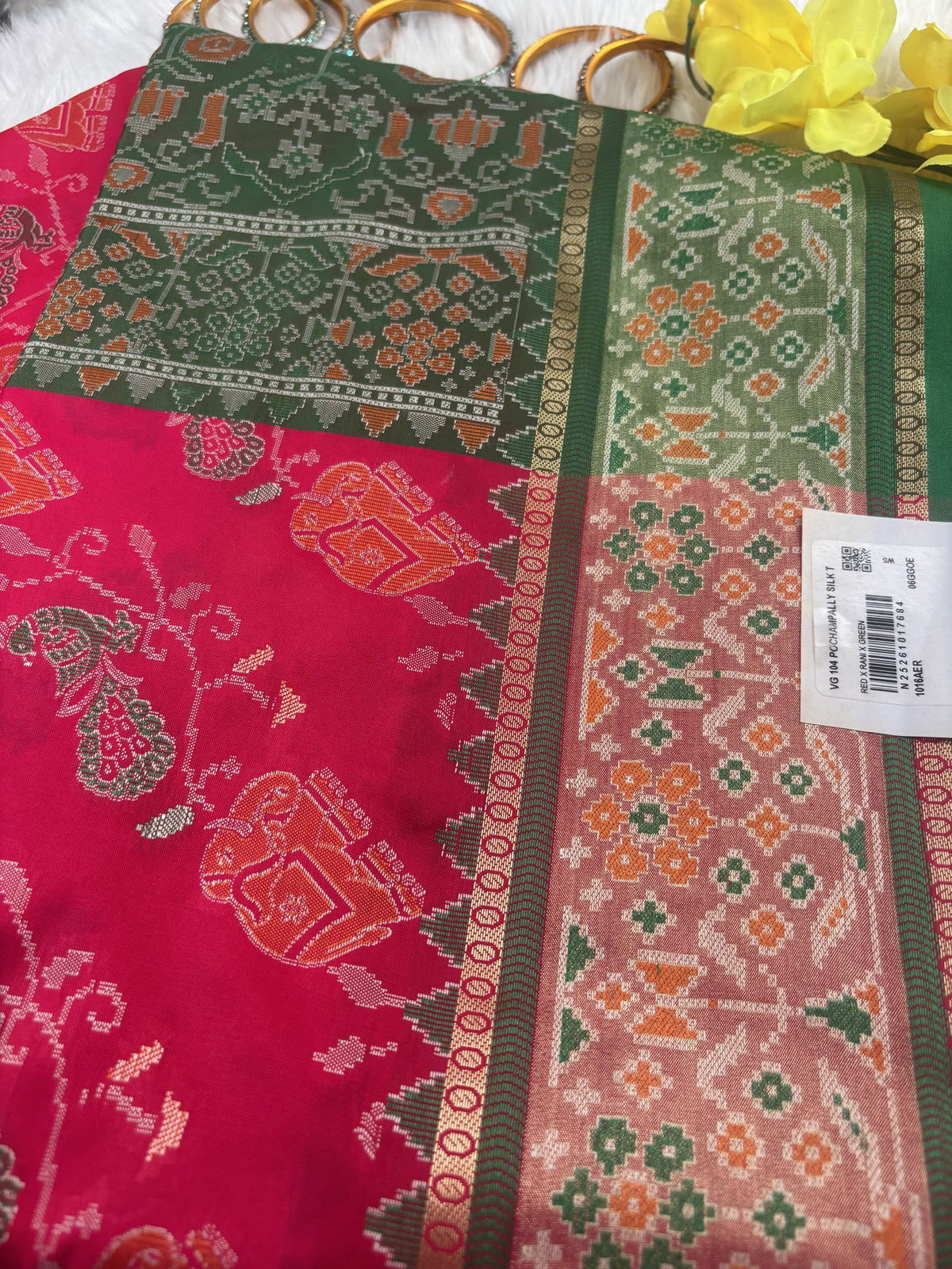 Meherika Rani Pink Pochampally Silk Saree | Radhe Ethnics