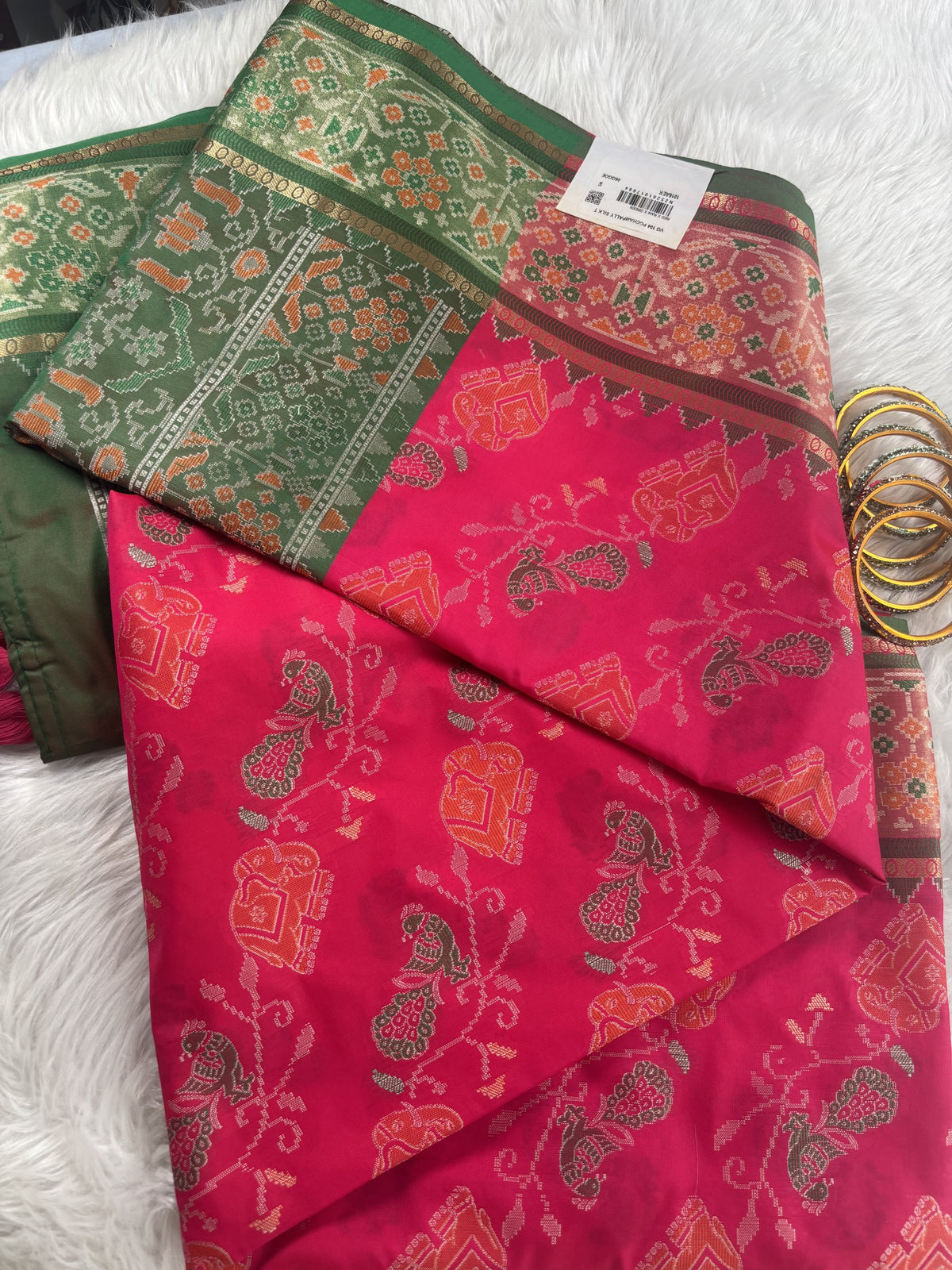 Meherika Rani Pink Pochampally Silk Saree | Radhe Ethnics
