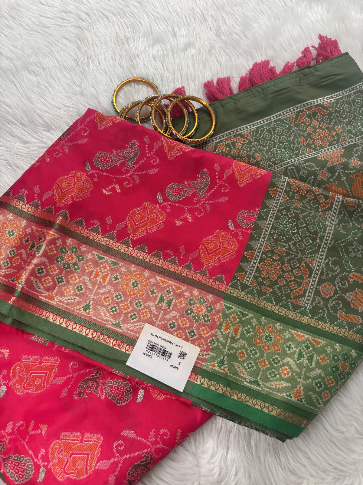 Meherika Rani Pink Pochampally Silk Saree | Radhe Ethnics