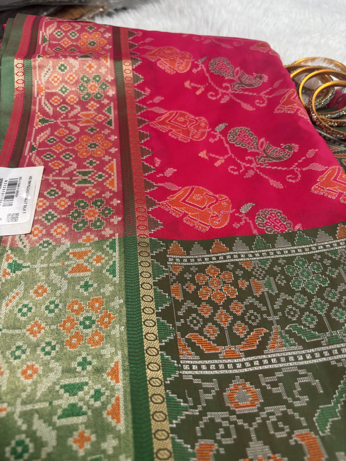 Meherika Rani Pink Pochampally Silk Saree | Radhe Ethnics