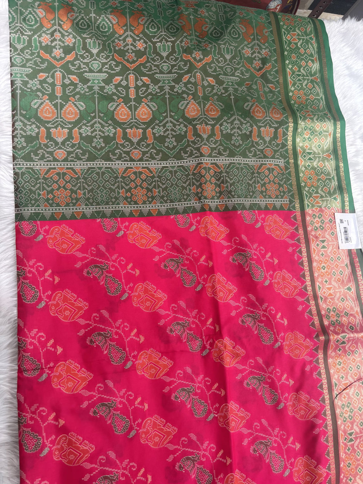 Meherika Rani Pink Pochampally Silk Saree | Radhe Ethnics