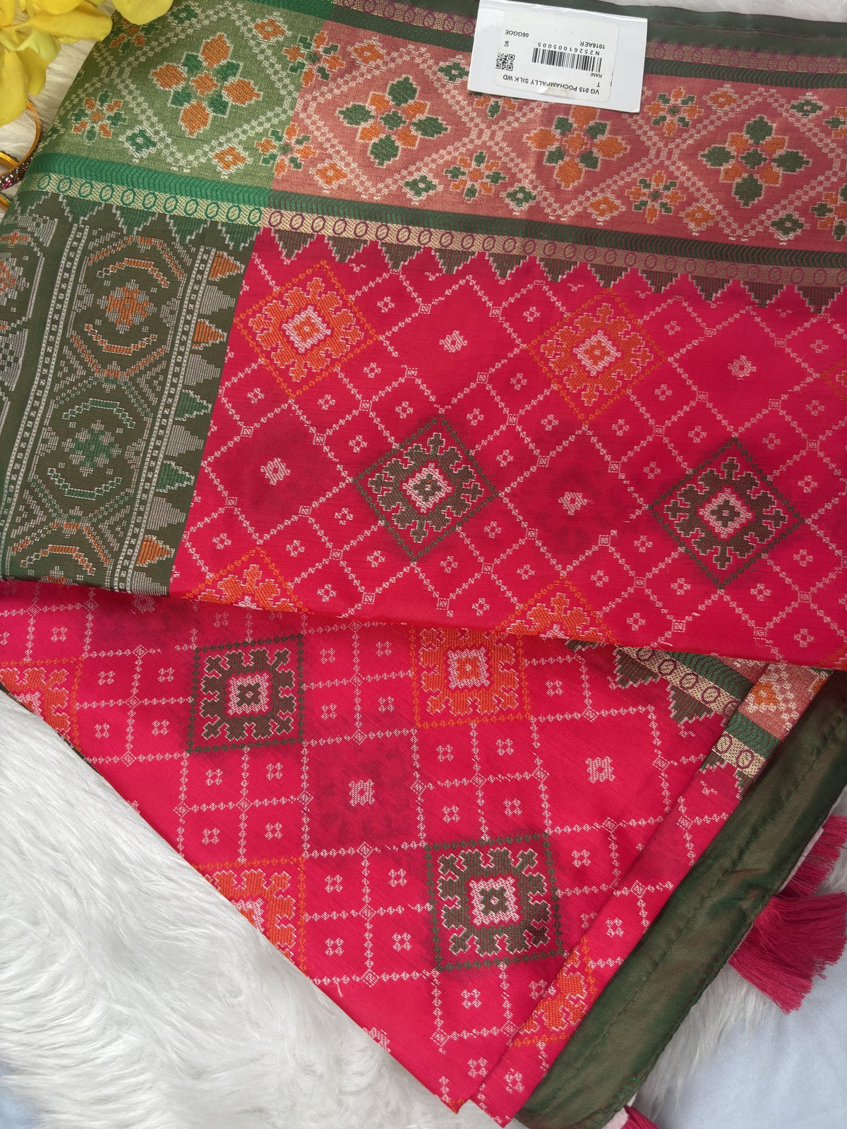 Navya Rani Pink Pochampally Silk Saree | Radhe ethnics