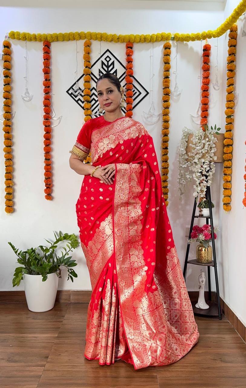 Red Banarasi Silk Saree