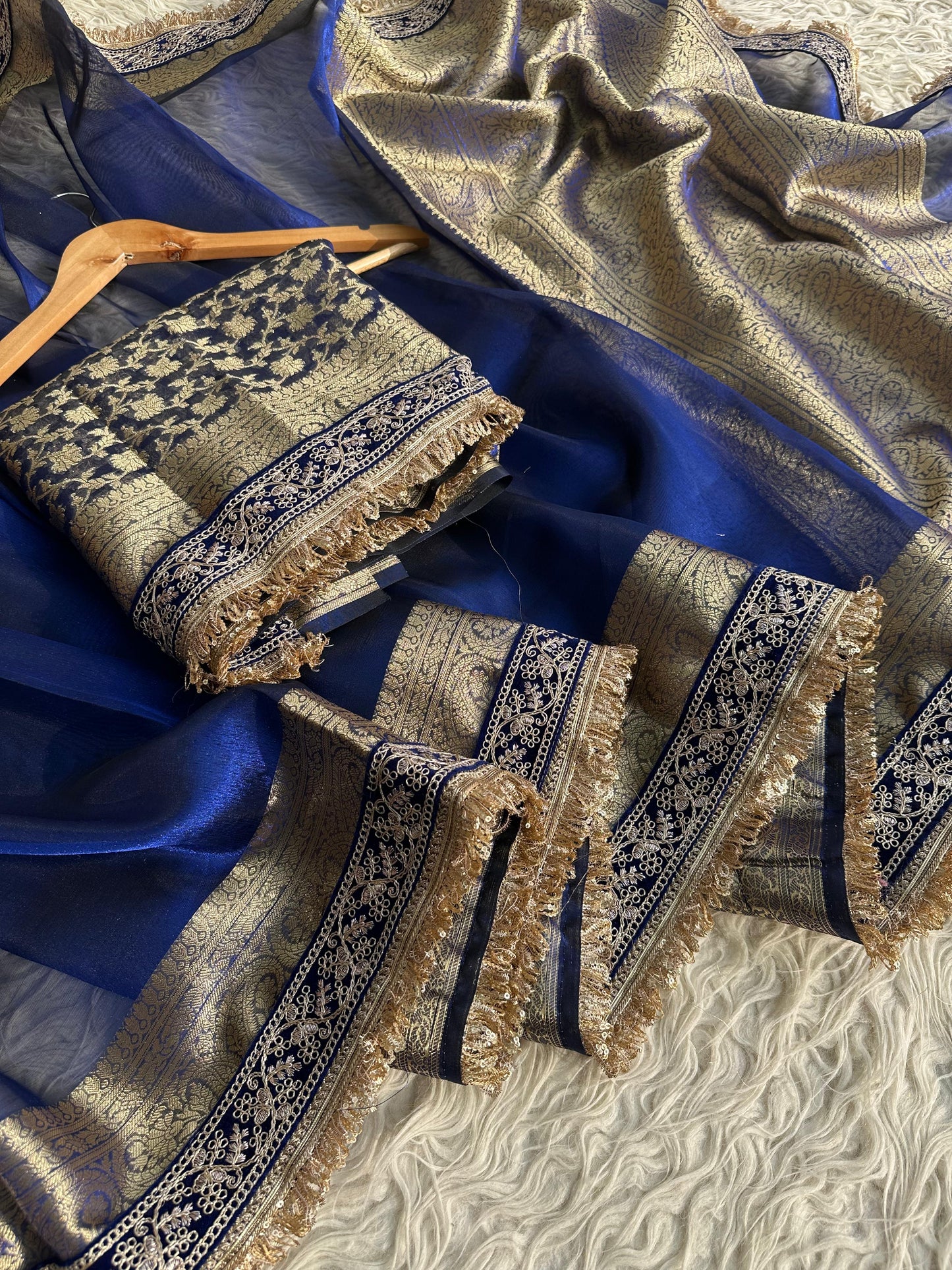 Royal blue tissue Silk saree