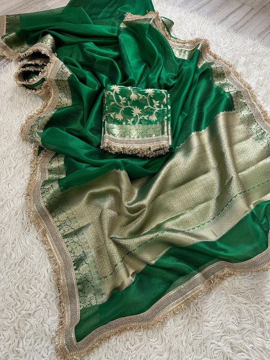 Maharani 4 green tissue saree