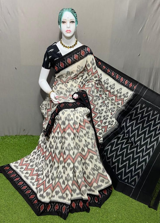 Vikshia black linen cotton saree