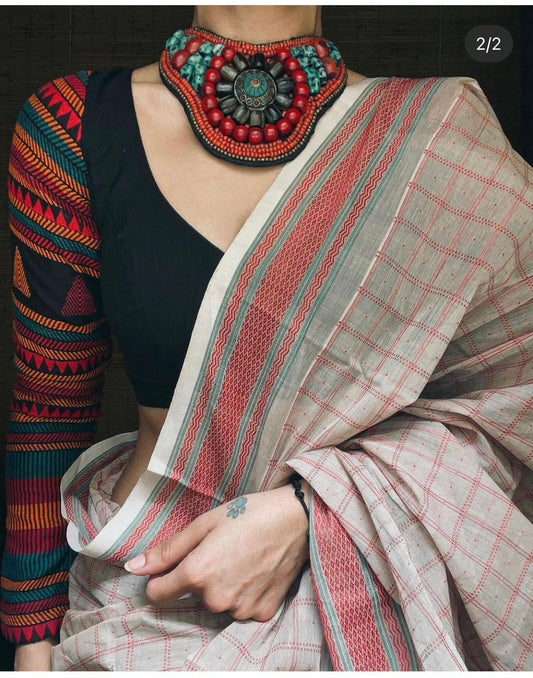 Nitya Soft Chanderi Saree Cream Elegance | Radhe Ethnics