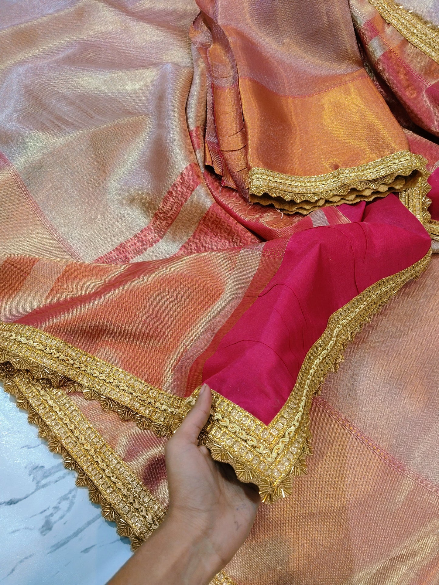 Maharani2 golden tissue saree