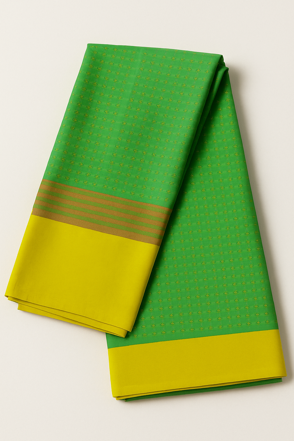 Vrindaa – Green & Yellow Soft Silk Saree