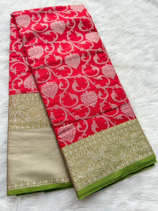 Ruhi  Red Soft Banarasi Silk  Saree