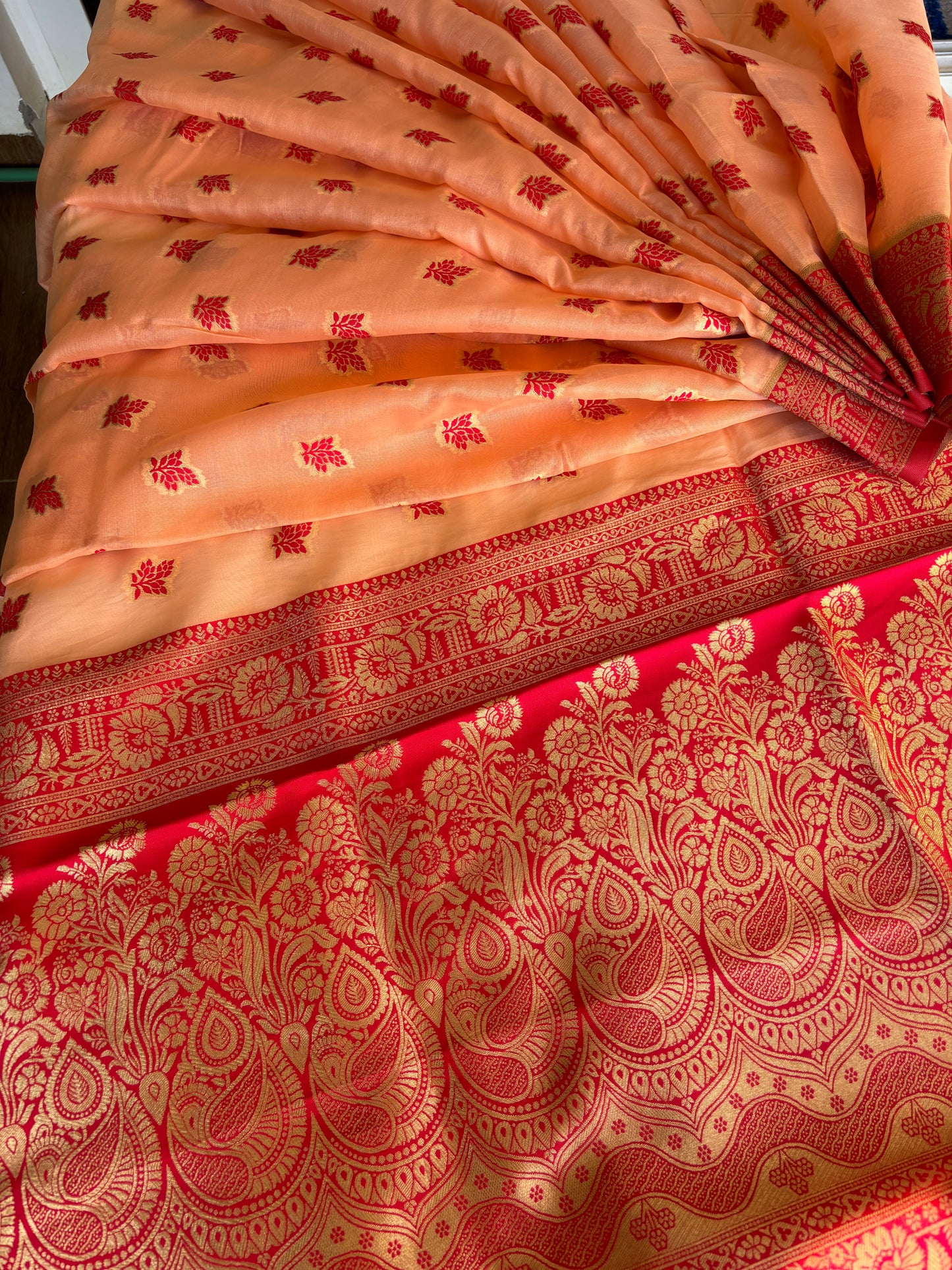 Peach Banarasi Silk Saree