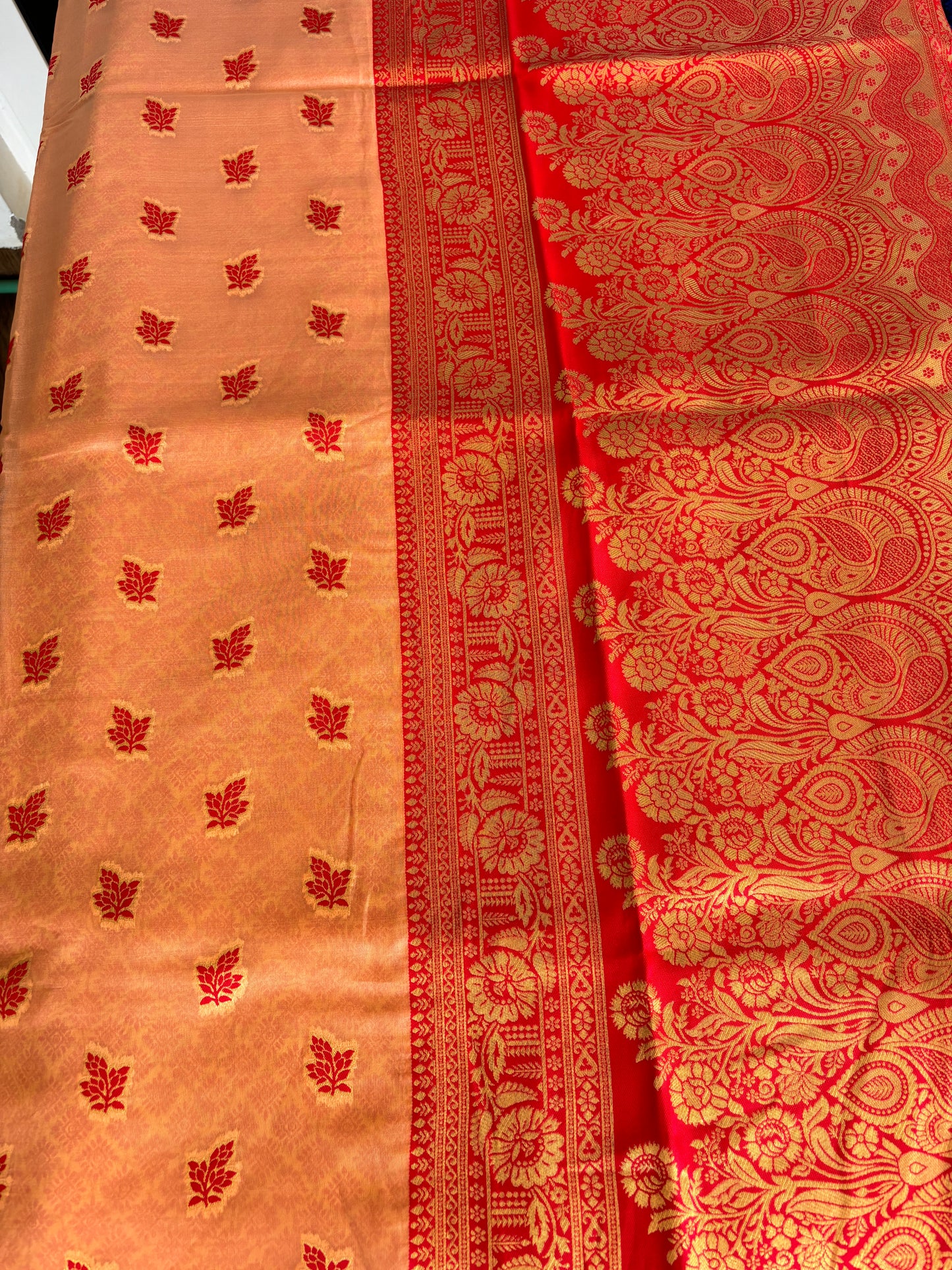 Peach Banarasi Silk Saree