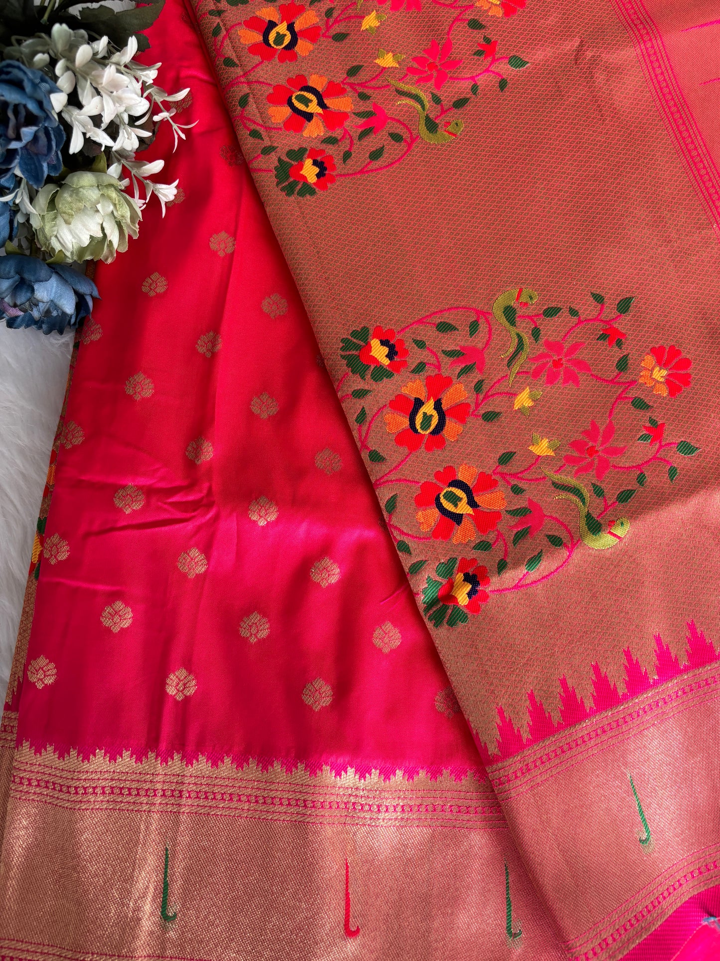 Rani Pink Paithani Silk Saree