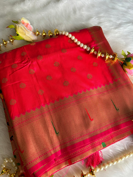 Rani Pink Paithani Silk Saree