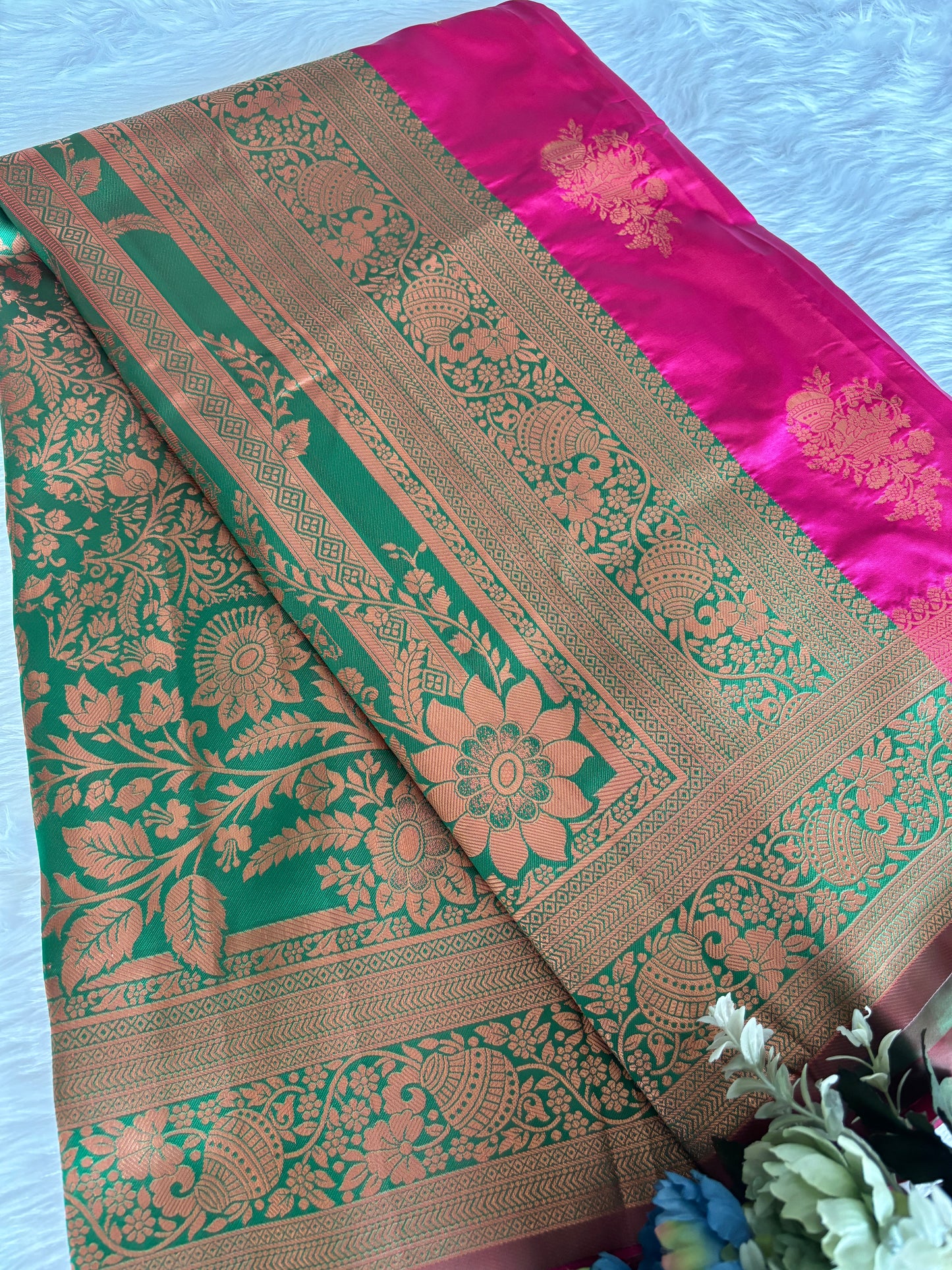 Rani Pink Soft Silk Banarasi Saree